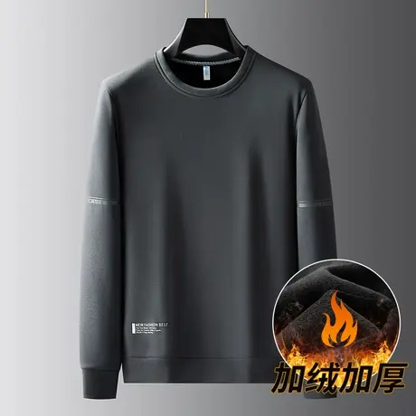 男士卫衣新款2023款秋冬款加绒加厚大码圆领上衣宽松冬季男款长袖商品大图