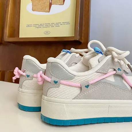 美式复古风面包鞋小白鞋女百搭2022新款秋冬女鞋小众板鞋商品大图