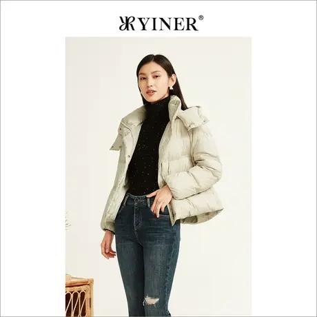 YINER音儿线上专选女装冬季连帽短款羽绒服外套商品大图