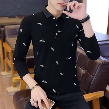 港士博新款长袖t恤男士修身上衣打底衫春装衣服潮流卫衣体恤秋衣商品大图