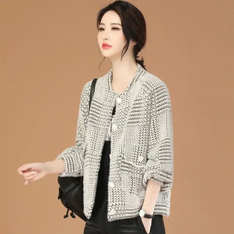 韩潮袭人复古格纹加厚保暖短外套女2023冬季新款休闲显瘦棒球服图片