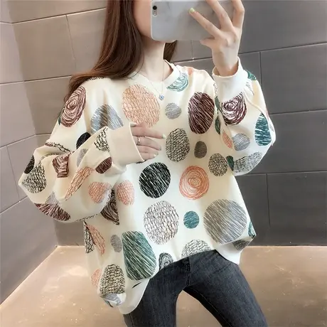 慵懒风网红长袖卫衣女宽松2023年秋季新款韩版圆领上衣外套ins潮商品大图