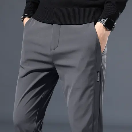 春秋款高端丝滑男裤男士休闲长裤直筒宽松商务西裤子西装职业正装商品大图