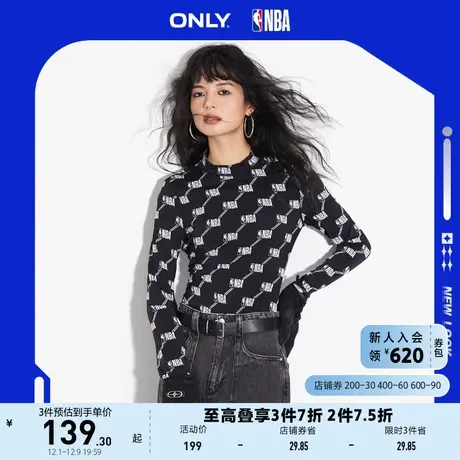 ONLY奥莱2023夏季新款NBA联名款潮流休闲半高领满印T恤商品大图