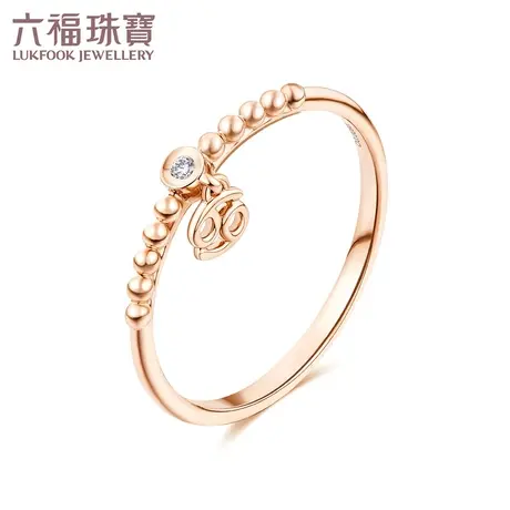 六福珠宝十二星座系列巨蟹座18K金钻石戒指女日常闭口戒定价N058商品大图