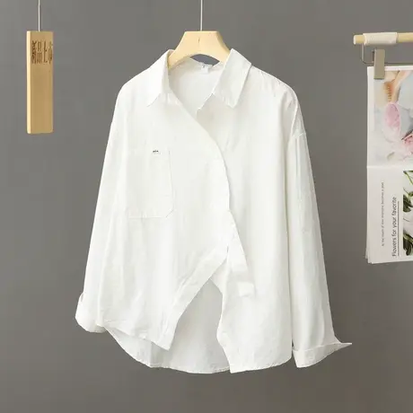法式设计感小众白色衬衫女2024春秋款高级感女装穿搭衬衣别致上衣图片