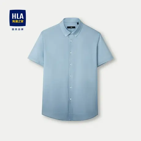 HLA/海澜之家渐变短袖休闲衬衫24春夏新款扣领尖领冰丝凉感衬衣男商品大图