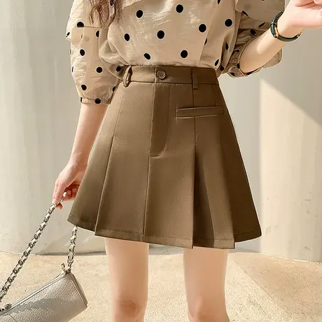 西装百褶半身裙女2024春夏新款高腰百搭显瘦a字防走光短裙女外穿图片