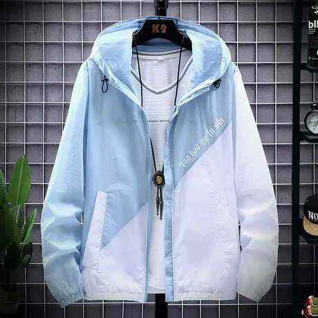 夏季新款男连帽防晒服外套运动休闲时尚潮流初中学生薄款夹克上衣商品大图