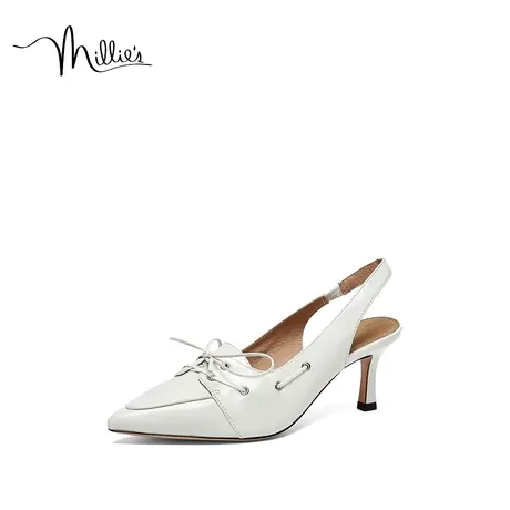 MILLIE'S/妙丽时尚简约油皮尖头后空凉鞋高跟女凉鞋701ZACH3图片