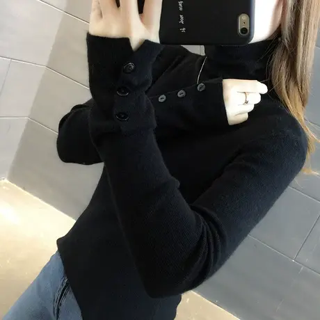 毛衣2023新款秋冬季秋款秋装女士高领加绒加厚女装宽松外穿打底衫图片