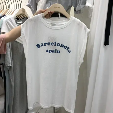 无袖t恤女夏季2021新款韩版宽松白色背心百搭显瘦体恤港味上衣潮商品大图
