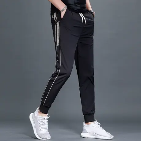 2023新款裤子男休闲裤夏季冰丝薄款修身潮流束脚男士休闲裤运动裤商品大图