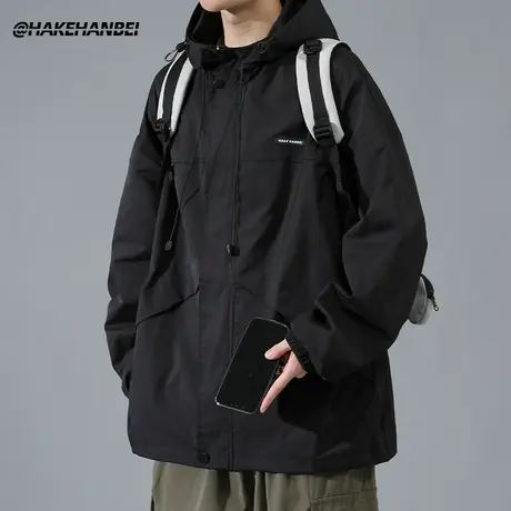 冲锋衣男士春秋季2023年新款秋装潮牌工装夹克宽松上衣服男装外套商品大图