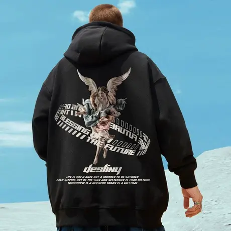 卫衣男士连帽秋冬ins宽松大码上衣加绒加厚帽衫潮流2023新款外套图片