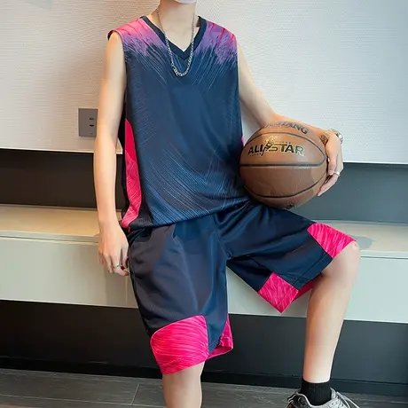 背心套装男夏季冰丝薄款速干休闲运动无袖篮球服两件套男宽松大码图片