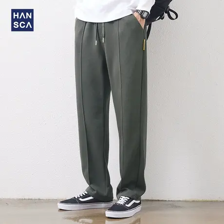hansca休闲运动卫裤男潮牌大码2022年秋季新款宽松直筒垂感拖地裤图片