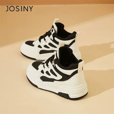Josiny/卓诗尼高帮小白鞋女款2024春季学生增高百搭休闲板鞋女鞋商品大图