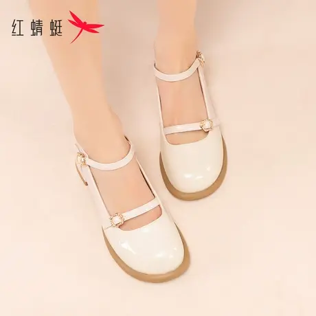 红蜻蜓玛丽珍鞋女2023新款夏季真皮女鞋浅口漆皮复古单鞋女旗舰店商品大图