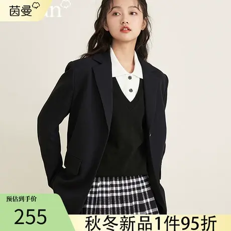 inman茵曼2023新款春秋西服外套抗皱小西装女装垂感通勤高级感图片