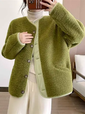 欧货羊羔毛外套女2023秋冬新款今年流行羊羔绒加厚皮毛一体上衣潮商品大图