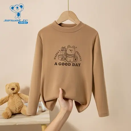 KW真维斯女童圆领长袖T恤 2024秋冬新品 大中童可爱印花上衣童装商品大图