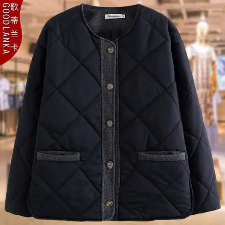 中年妈妈秋冬装棉服女200斤加大码宽松洋气加厚保暖羽绒棉衣外套商品大图