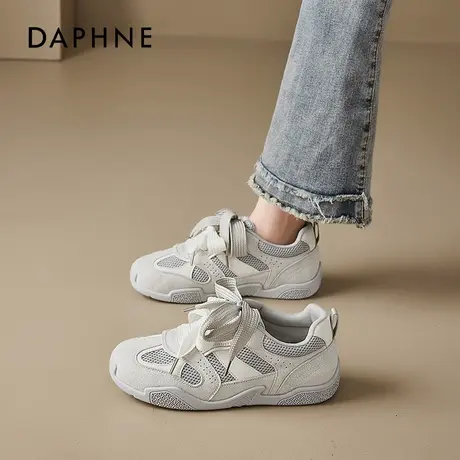 达芙妮网面德训鞋女2025新款夏季轻薄阿透气甘休闲鞋软底运动板鞋商品大图