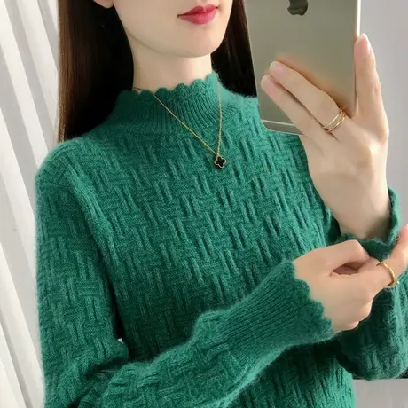 秋冬装加厚半高领毛衣女士2023年新款洋气宽松针织百搭打底衫内搭图片