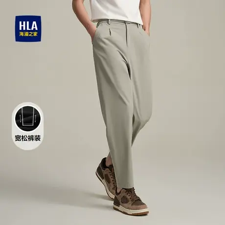 HLA/海澜之家宽松休闲九分裤25春夏新潮流机能风腰带水洗弹力裤男商品大图