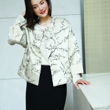 2023秋冬新款女装设计师款复古中式刺绣梅花气质优雅女士短外套图片