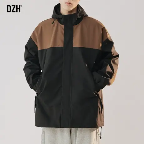 男士连帽外套男款潮牌美式飞行员夹克男春秋季拼接运动休闲冲锋衣商品大图
