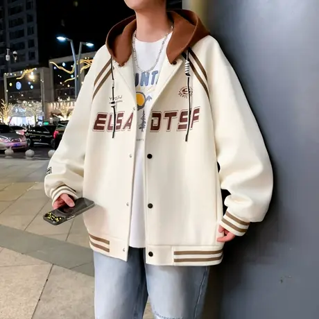 2025春秋款青少年棒球服外套男孩连帽帅气大童初高中学生夹克春装商品大图