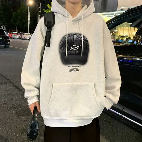 连帽卫衣男2025新款春秋季潮牌港风衣服男士休闲宽松重磅帽衫外套商品大图