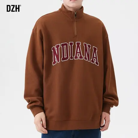 男生美式半拉链卫衣男无帽春秋款宽松长袖上衣潮牌男装2023年新款商品大图