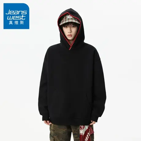 N5真维斯男士连帽卫衣2025新款秋季美式宽松重磅外套男生春秋帽衫图片