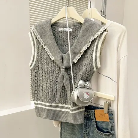 唐狮秋季毛衣女士减龄海军领套头马甲外穿高档时尚百搭insTM商品大图