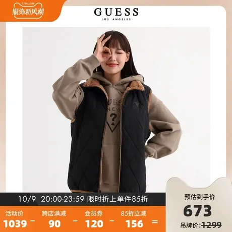 GUESS23年新款秋男士休闲倒三角logo仿羊羔毛背心-X3PN03W55R0商品大图