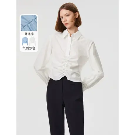 朗姿法式别致漂亮气质高级感洋气设计感时尚女2023年春季新款衬衫图片