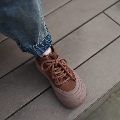 Artmu阿木复古厚底短靴女2023新款春秋单靴真皮高帮鞋休闲户外靴图片