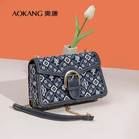 奥康女士斜挎包新款时尚复古刺绣链条小方包高档轻奢女包潮流百搭图片