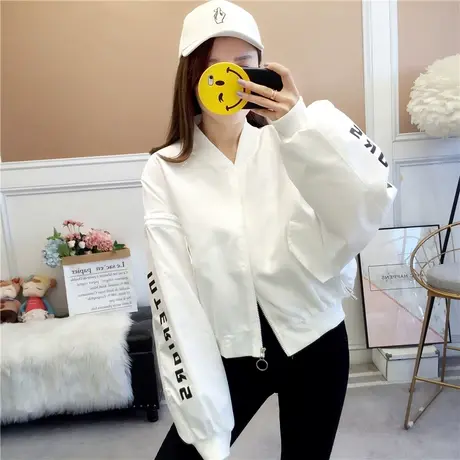 女士短外套女春秋冬装2023年新款初中学生宽松百搭夹克上衣棒球服商品大图