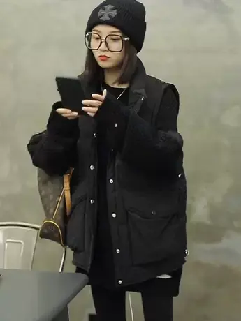 2023秋冬新款羽绒棉马甲女外穿韩版宽松背心百搭坎肩大码马夹外套商品大图