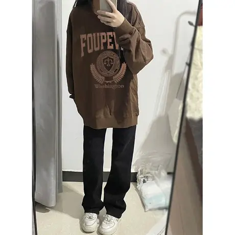 大码mm胖潮卫衣女薄2022 初秋美式vibe雅痞oversize欧美高街外套商品大图