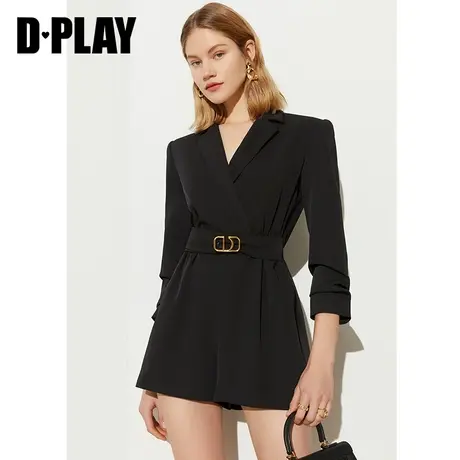 DPLAY德帕拉夏新ol经典黑职业套装修身气质高腰连体裤商品大图