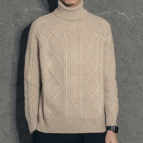 2021年新款秋冬高领毛衣男士宽松加厚韩版套头个性潮流慵懒针织衫商品大图