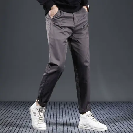 黑色宽松直筒休闲裤子男2023新款秋季百搭弹力休闲男装裤子秋冬款商品大图