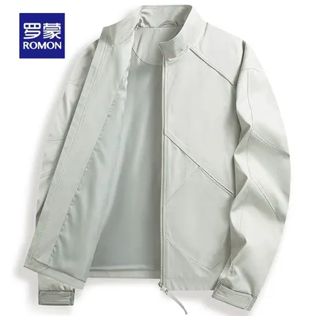 【官方正品】罗蒙男士简约拼接立领夹克春季新款时尚潮流短款外套商品大图