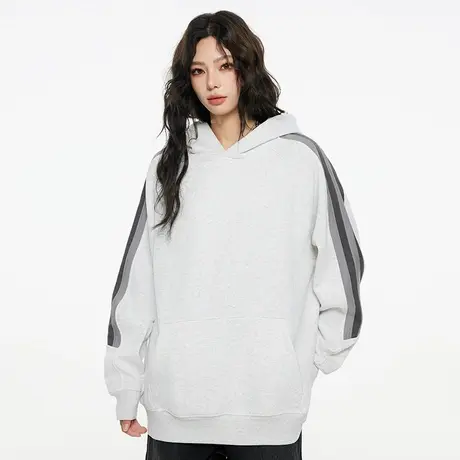 Nuthink美式高街拼接插肩袖卫衣男潮牌宽松保暖加厚连帽外套春季商品大图