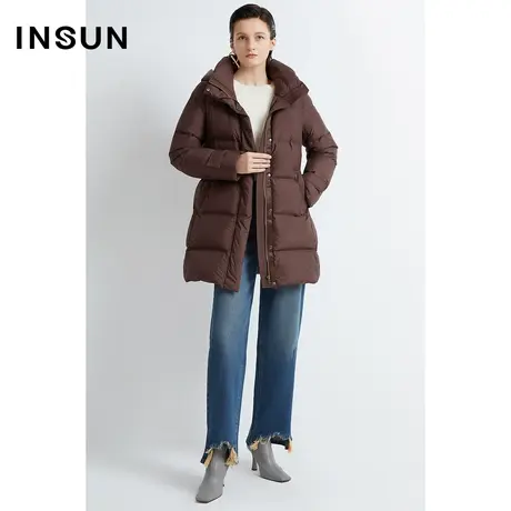 INSUN恩裳冬季复古流苏直筒棉质牛仔裤商品大图